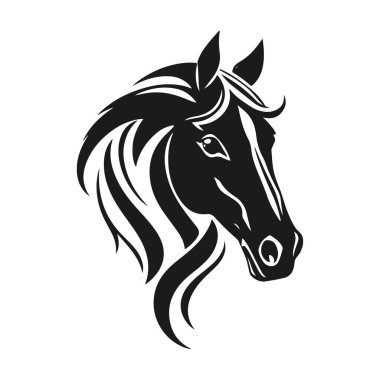 At kafası silueti, at kafası logosu, hayvan amblemi, at sembolü, vektör illüstrasyonu