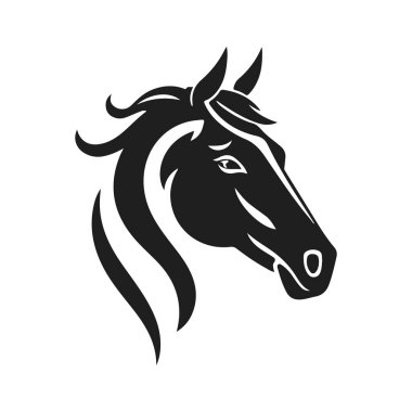 At kafası silueti, at kafası logosu, hayvan amblemi, at sembolü, vektör illüstrasyonu
