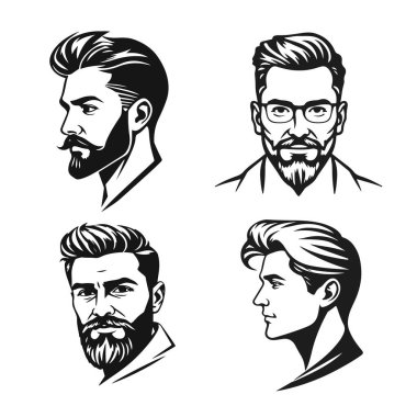 İnsan ikonu koleksiyonu, iş adamı avatarı ikonu, ofis çalışanı ikonu, hipster yüz tasarımı, grafik erkek portresi, iş adamı avatarı, sakallı adam, ofis çalışanı, hipster yüz, erkek portresi