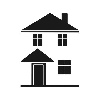 Ev silueti, ev simgesi, basit emlak logosu, siyah ev vektörü, konut tasarımı, vektör illüstrasyonu