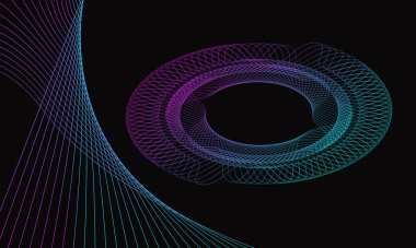 Siyah arkaplan üzerindeki Spirograph soyut ögesi