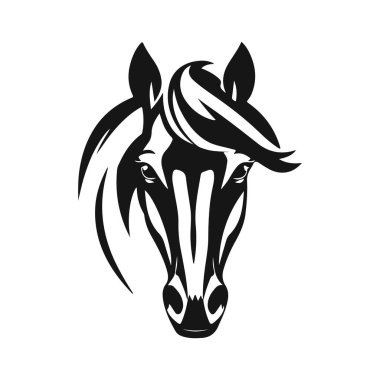 At kafası silueti, at kafası logosu, hayvan amblemi, at sembolü, vektör illüstrasyonu