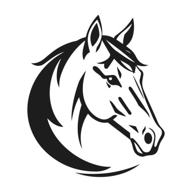 At kafası silueti, at kafası logosu, hayvan amblemi, at sembolü, vektör illüstrasyonu