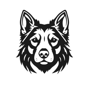 Köpek kafası çizimi, hayvan yüzü çizimi, köpek logosu tasarımı, sadık köpek amblemi, evcil hayvan sembolü.