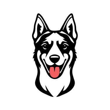 Köpek kafası çizimi, hayvan yüzü çizimi, köpek logosu tasarımı, sadık köpek amblemi, evcil hayvan sembolü.