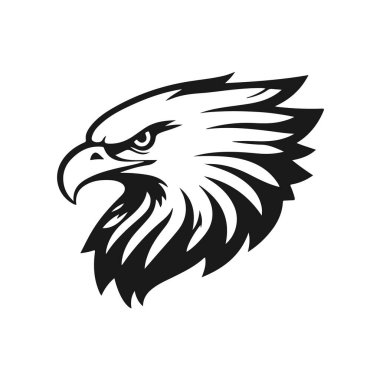 Kartal başlı logo, yırtıcı illüstrasyon kuşu, vahşi hayvan grafiği, klasik kartal amblemi, agresif kuş tasarımı