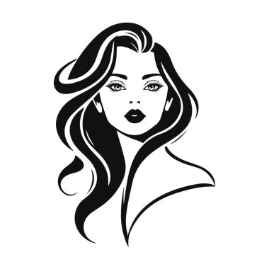 Zarif kadın silueti, güzellik salonu logosu, kadın yüz hatları, şık kız kafası tasarımı.