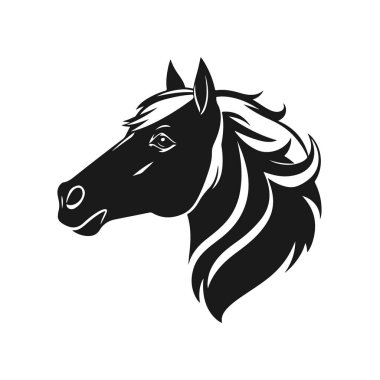 At kafası silueti, at kafası logosu, hayvan amblemi, at sembolü, vektör illüstrasyonu
