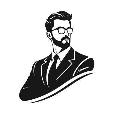 Erkek ikonu, iş adamı avatarı ikonu, ofis çalışanı ikonu, hipster yüz tasarımı, grafik erkek portresi, iş adamı avatarı, sakallı adam, ofis çalışanı, hipster yüzü, erkek portresi.