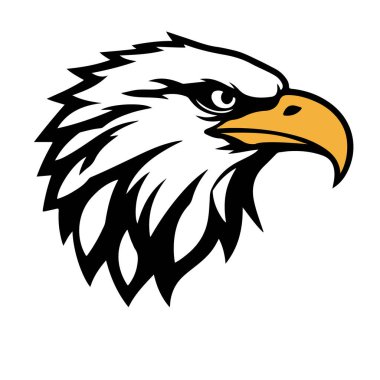 Kartal başlı logo, yırtıcı illüstrasyon kuşu, vahşi hayvan grafiği, klasik kartal amblemi, agresif kuş tasarımı