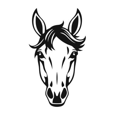 At kafası silueti, at kafası logosu, hayvan amblemi, at sembolü, vektör illüstrasyonu