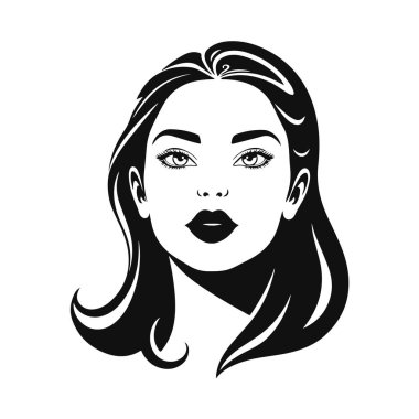 Zarif kadın silueti, güzellik salonu logosu, kadın yüz hatları, şık kız kafası tasarımı.