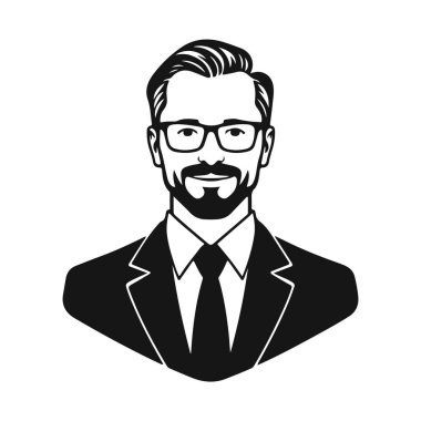 Erkek ikonu, iş adamı avatarı ikonu, ofis çalışanı ikonu, hipster yüz tasarımı, grafik erkek portresi, iş adamı avatarı, sakallı adam, ofis çalışanı, hipster yüzü, erkek portresi.