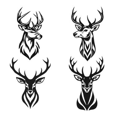 Geyik başlı bir taşıyıcı, görkemli geyik çizimi, boynuzlu bir hayvan.