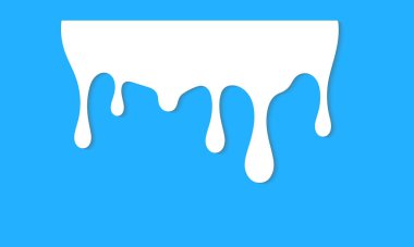 Damlayan süt aşağı akar. Damlayan sıvı. Sıvı sıvısı. Boya dökülüyor. Düşen boya. Sıvı yağ lekesi. Soyut, sıvı mürekkep damlaları. Süt ürünleri. Vektör illüstrasyonu