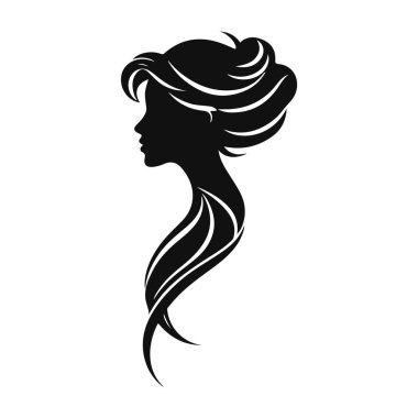 Zarif kadın silueti, kadın profil vektörü, güzellik salonu logosu, kadın yüzü tasarımı, şık kız kafası tasarımı.