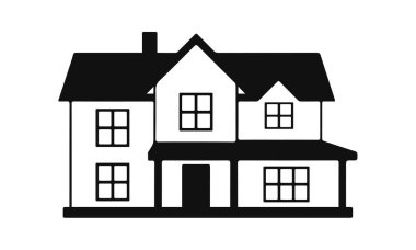 Ev silueti, ev simgesi, basit emlak logosu, siyah ev vektörü, konut tasarımı, vektör illüstrasyonu