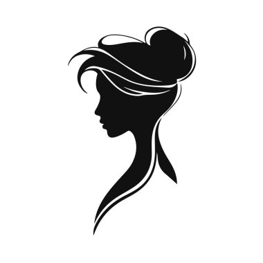Zarif kadın silueti, kadın profil vektörü, güzellik salonu logosu, kadın yüzü tasarımı, şık kız kafası tasarımı.