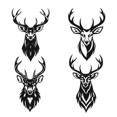 Geyik başlı bir taşıyıcı, görkemli geyik çizimi, boynuzlu bir hayvan.