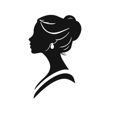 Zarif kadın silueti, kadın profil vektörü, güzellik salonu logosu, kadın yüzü tasarımı, şık kız kafası tasarımı.