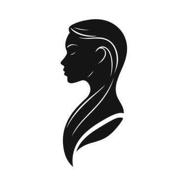 Zarif kadın silueti, kadın profil vektörü, güzellik salonu logosu, kadın yüzü tasarımı, şık kız kafası tasarımı.