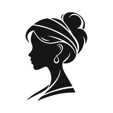 Zarif kadın silueti, kadın profil vektörü, güzellik salonu logosu, kadın yüzü tasarımı, şık kız kafası tasarımı.