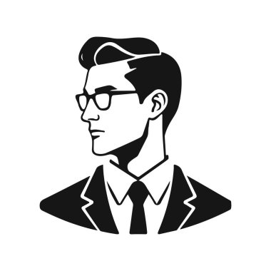 Erkek ikonu, iş adamı avatarı ikonu, ofis çalışanı ikonu, hipster yüz tasarımı, grafik erkek portresi, iş adamı avatarı, ofis çalışanı, hipster yüz, erkek portresi