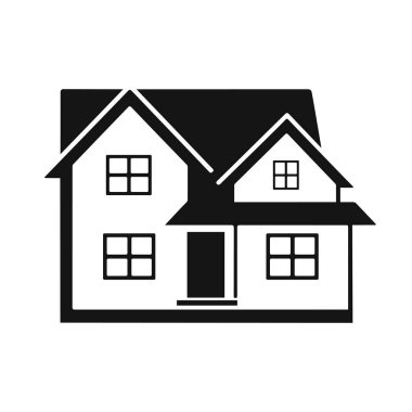 Ev silueti, ev simgesi, basit emlak logosu, siyah ev vektörü, konut tasarımı, vektör illüstrasyonu