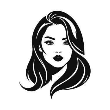 Zarif kadın silueti, kadın vektörü, güzellik salonu logosu, kadın yüz hatları, şık kız kafası tasarımı