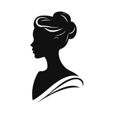Zarif kadın silueti, kadın profil vektörü, güzellik salonu logosu, kadın yüzü tasarımı, şık kız kafası tasarımı.