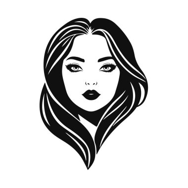 Zarif kadın silueti, güzellik salonu logosu, kadın yüz hatları, şık kız kafası tasarımı.