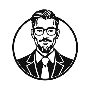 Erkek ikonu, iş adamı avatarı ikonu, ofis çalışanı ikonu, hipster yüz tasarımı, grafik erkek portresi, iş adamı avatarı, ofis çalışanı, hipster yüz, erkek portresi
