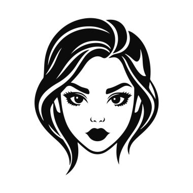 Zarif kadın silueti, kadın vektörü, güzellik salonu logosu, kadın yüz hatları, şık kız kafası tasarımı