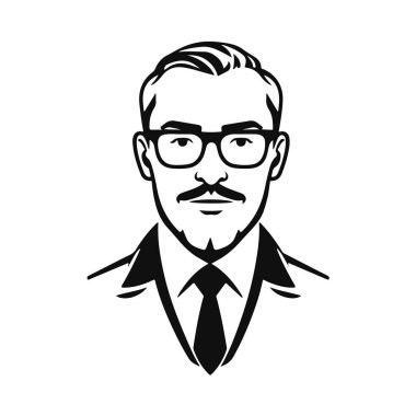 Erkek ikonu, iş adamı avatarı ikonu, ofis çalışanı ikonu, hipster yüz tasarımı, grafik erkek portresi, iş adamı avatarı, sakallı adam, ofis çalışanı, hipster yüzü, erkek portresi.