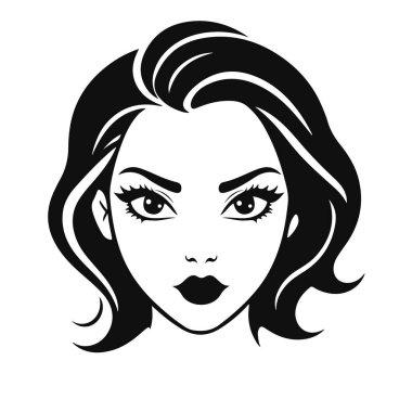 Zarif kadın silueti, kadın vektörü, güzellik salonu logosu, kadın yüz hatları, şık kız kafası tasarımı