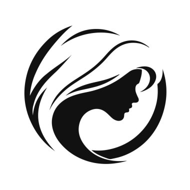 Zarif kadın silueti, kadın profil vektörü, güzellik salonu logosu, kadın yüzü tasarımı, şık kız kafası tasarımı.