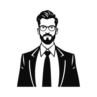 Erkek ikonu, iş adamı avatarı ikonu, ofis çalışanı ikonu, hipster yüz tasarımı, grafik erkek portresi, iş adamı avatarı, sakallı adam, ofis çalışanı, hipster yüzü, erkek portresi.