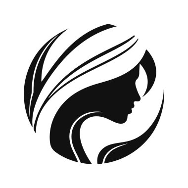 Zarif kadın silueti, kadın profil vektörü, güzellik salonu logosu, kadın yüzü tasarımı, şık kız kafası tasarımı.