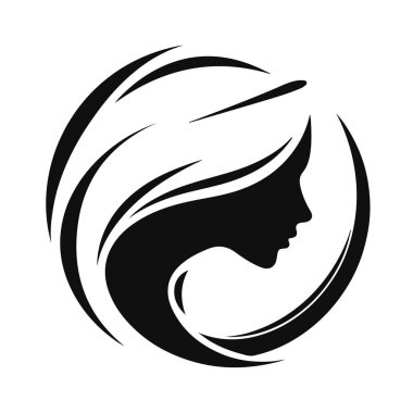 Zarif kadın silueti, kadın profil vektörü, güzellik salonu logosu, kadın yüzü tasarımı, şık kız kafası tasarımı.