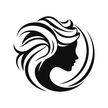 Zarif kadın silueti, kadın profil vektörü, güzellik salonu logosu, kadın yüzü tasarımı, şık kız kafası tasarımı.