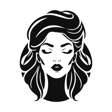 Zarif kadın silueti, kadın vektörü, güzellik salonu logosu, kadın yüz hatları, şık kız kafası tasarımı