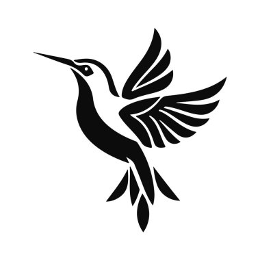 Sinekkuşu vektör çizimi, uçan kuş logosu tasarımı, küçük hayvan çizimi, minimalist yaban hayatı grafiği