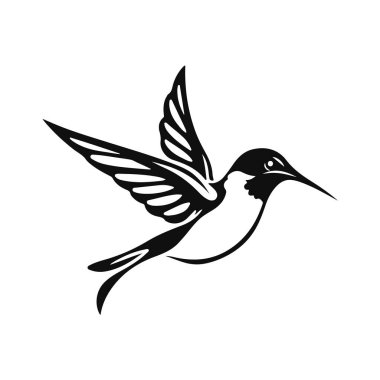 Sinekkuşu vektör çizimi, uçan kuş logosu tasarımı, küçük hayvan çizimi, minimalist yaban hayatı grafiği