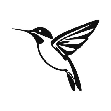 Sinekkuşu vektör çizimi, uçan kuş logosu tasarımı, küçük hayvan çizimi, minimalist yaban hayatı grafiği