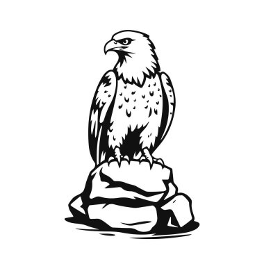 Kartal kuş çizimi, kartal vektör çizimi, vahşi kartal sanatı, kaya üzerinde kartal çizimi.