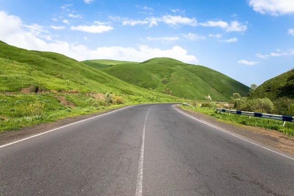 Yeşil arazi kaplamalı asfalt yol