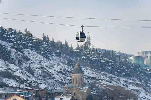 Cable Car Church Winte — Stock Photo, Image