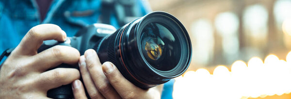Cámara Mano Fotógrafo Stree — Foto de Stock