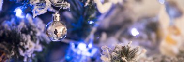 Renkli ışıklarla süslenmiş Noel ağacı