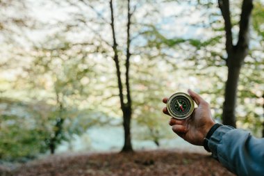 Pusula insanın elinde, sonbahar ormanı, seyahat